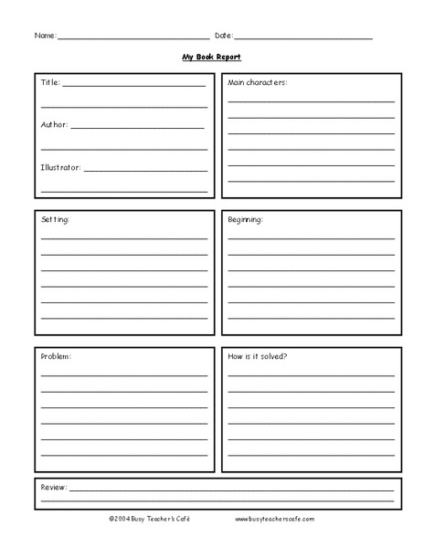 My Book Report Lesson Plan