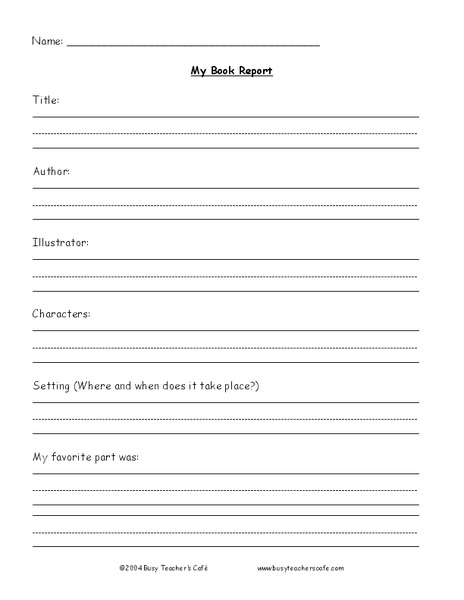 My Book Report Lesson Plan