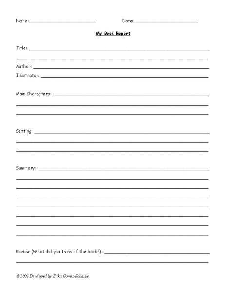 My Book Report Lesson Plan