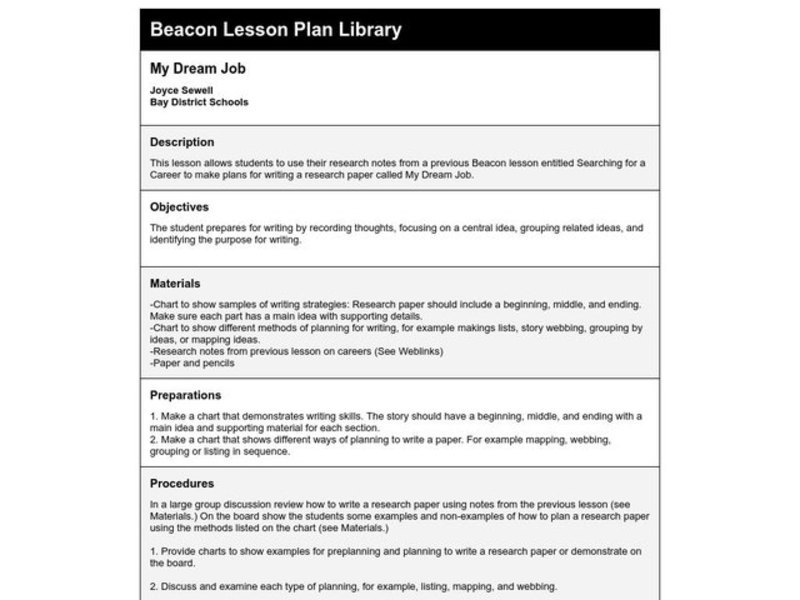 My Dream Job Lesson Plan