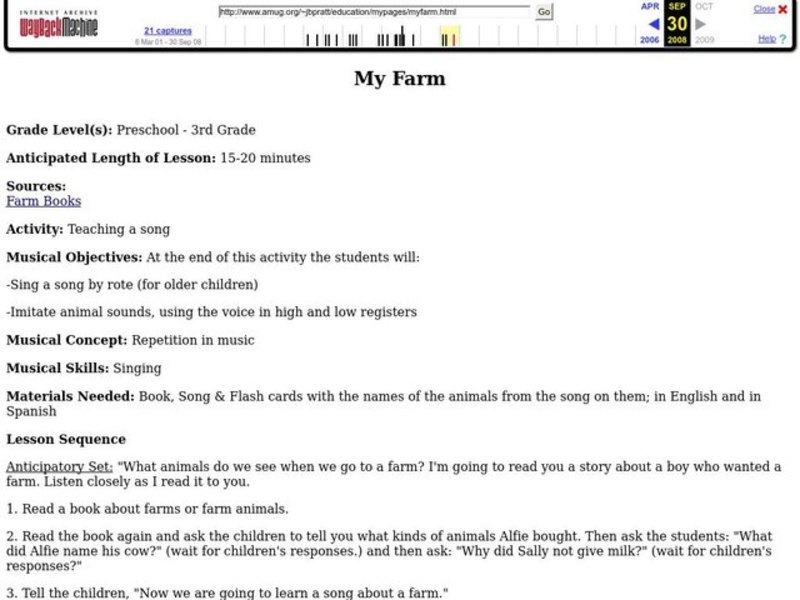 My Farm Lesson Plan