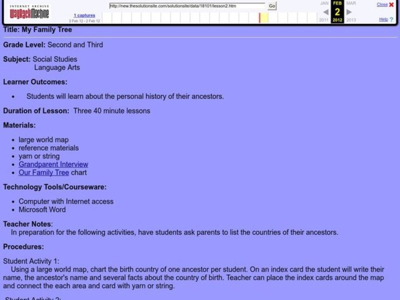 My Family Tree Lesson Plan