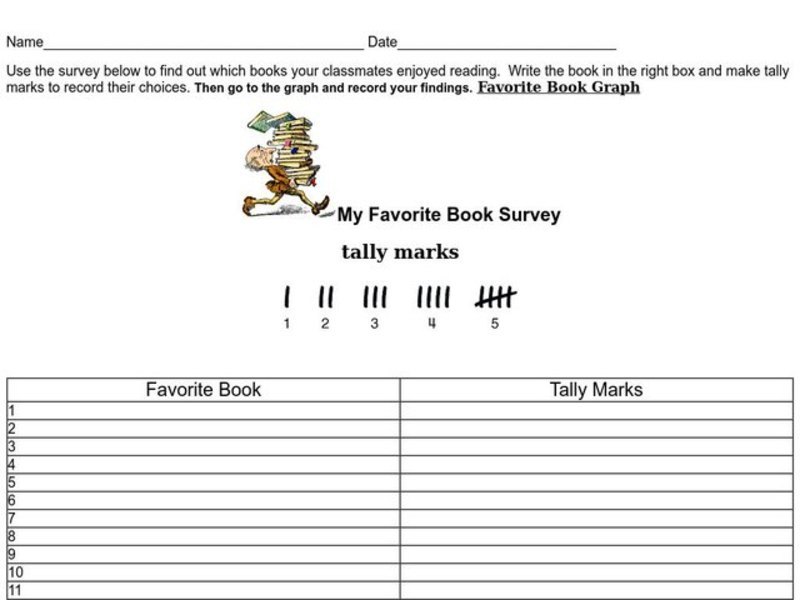My Favorite Book Survey Worksheet