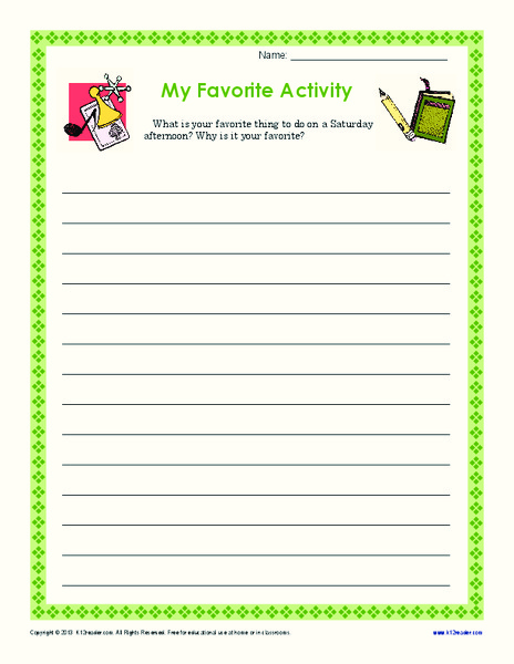 My Favorite Activity Writing