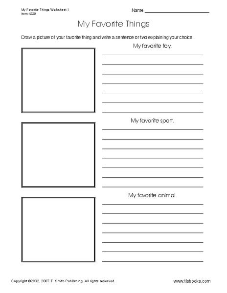 My Favorite Things Worksheet