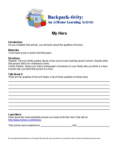 My Hero Worksheet