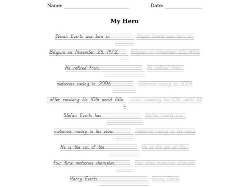 My Hero Worksheet