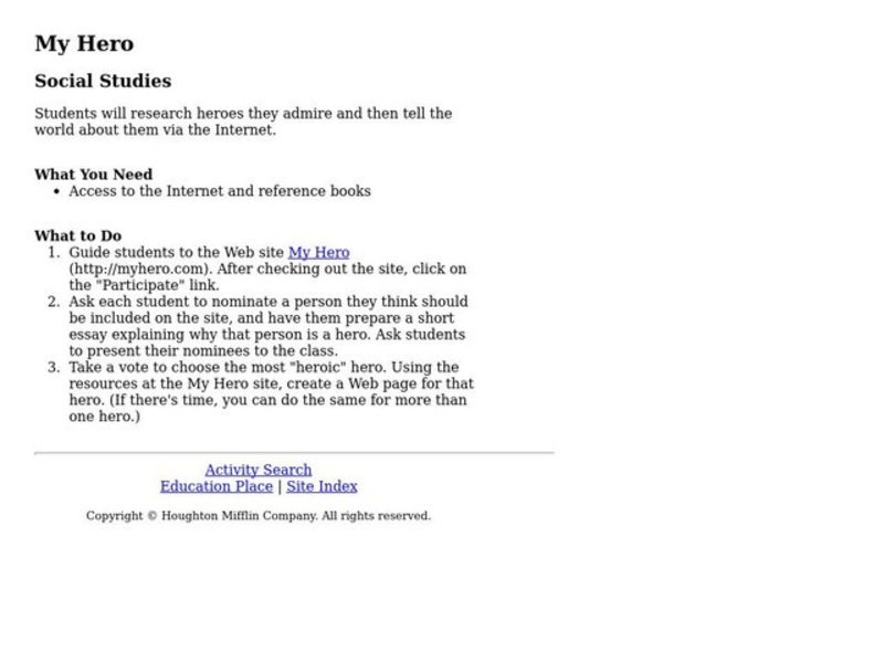 My Hero Lesson Plan