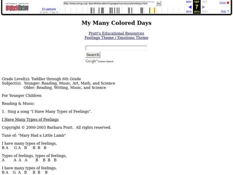 My Many Colored Days Lesson Plan