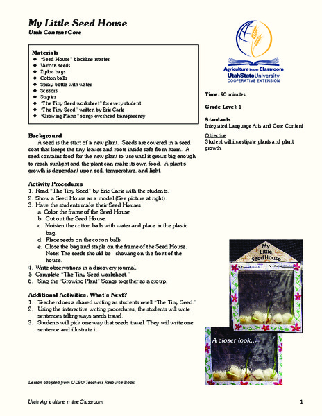 My Little Seed House Lesson Plan