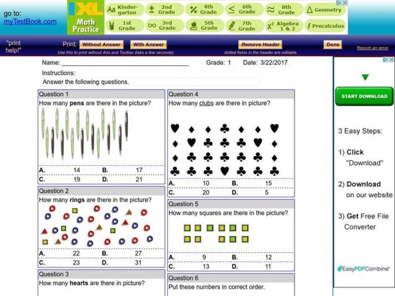 My Test Book: Counting Practice Interactive
