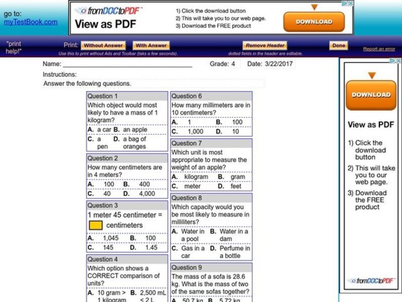 My Test Book: Measurement Interactive