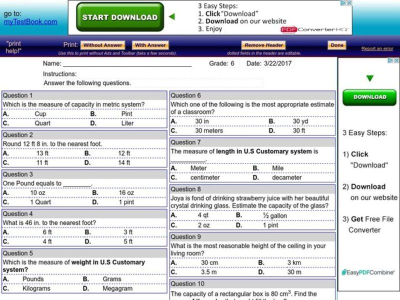 My Test Book: Measurement Interactive
