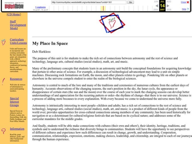 My Place In Space Lesson Plan