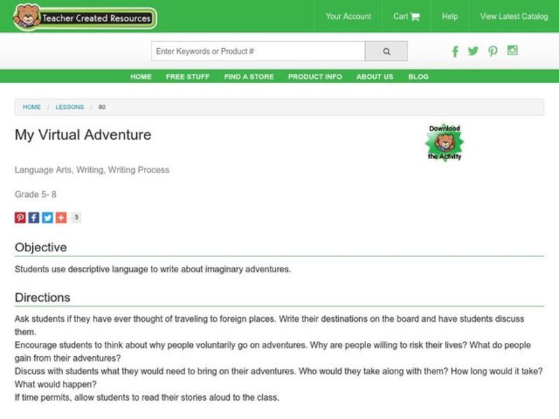 My Virtual Adventure Lesson Plan