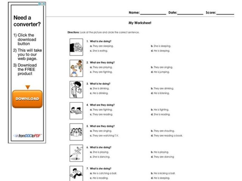 My Worksheet Worksheet