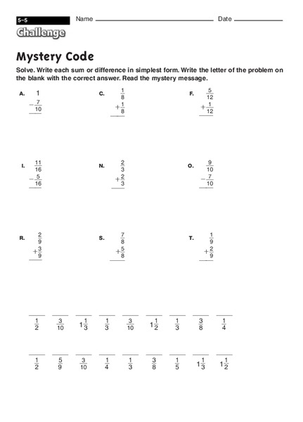 Mystery Code Worksheet