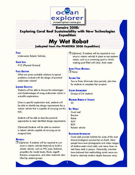 My Wet Robot Lesson Plan