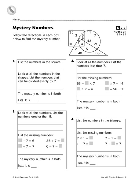 Mystery Numbers Worksheet