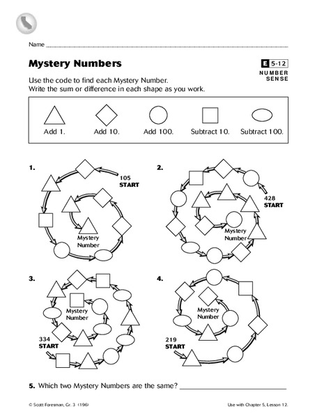 Mystery Numbers Worksheet