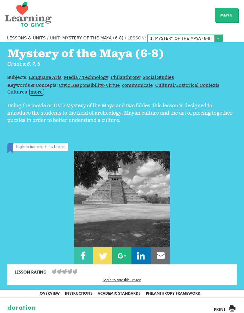 Mystery of the Maya Lesson Plan