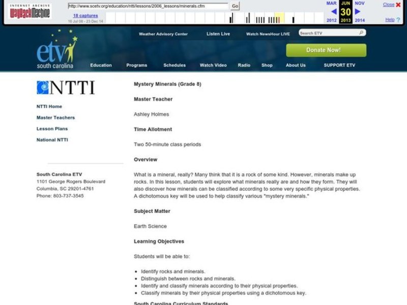 Mystery Minerals Lesson Plan