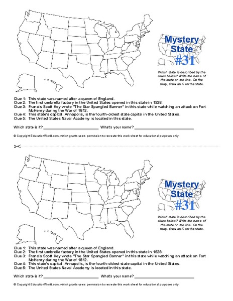 Mystery State #31 Worksheet