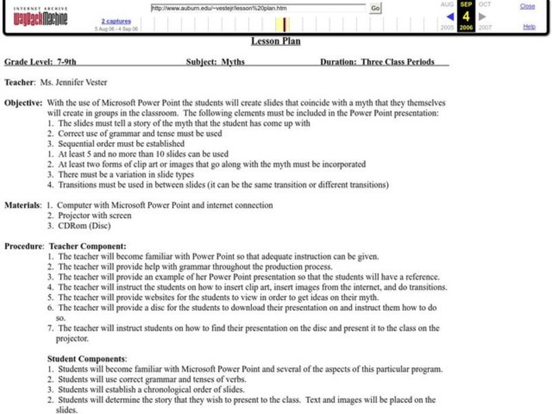 Myths Lesson Plan