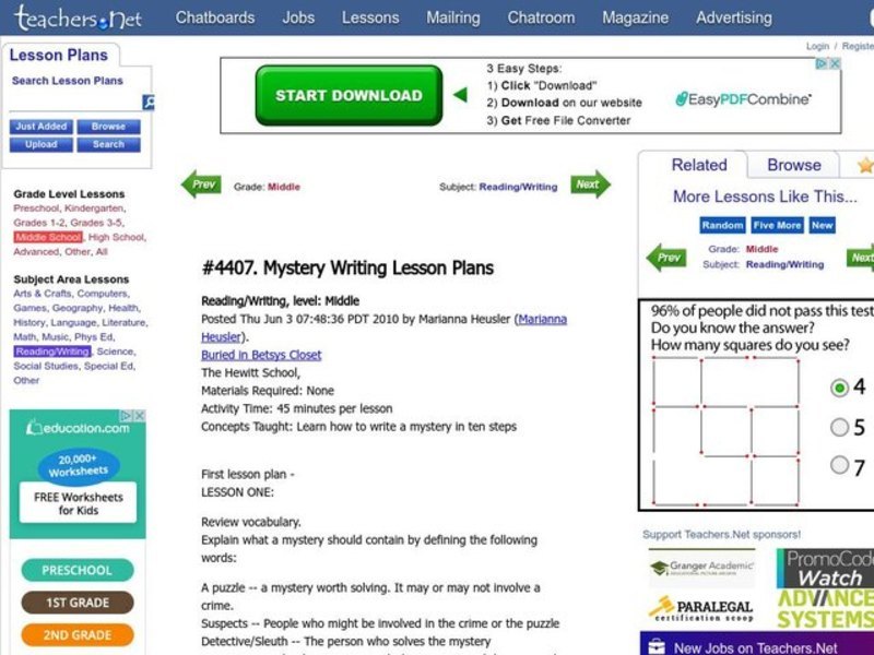 Mystery Writing Lesson Plans Lesson Plan