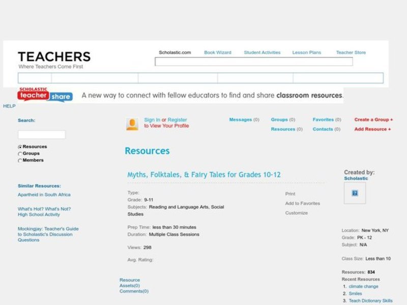 Myths, Folktales & Fairy Tales Lesson Plan