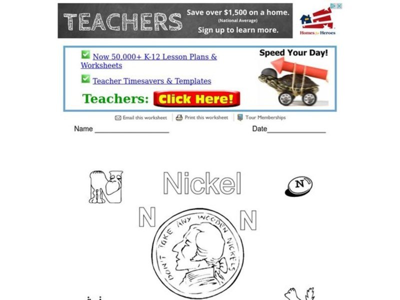 N is for Nickel Worksheet