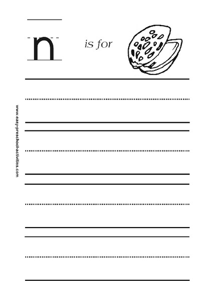 n is for Nut Worksheet