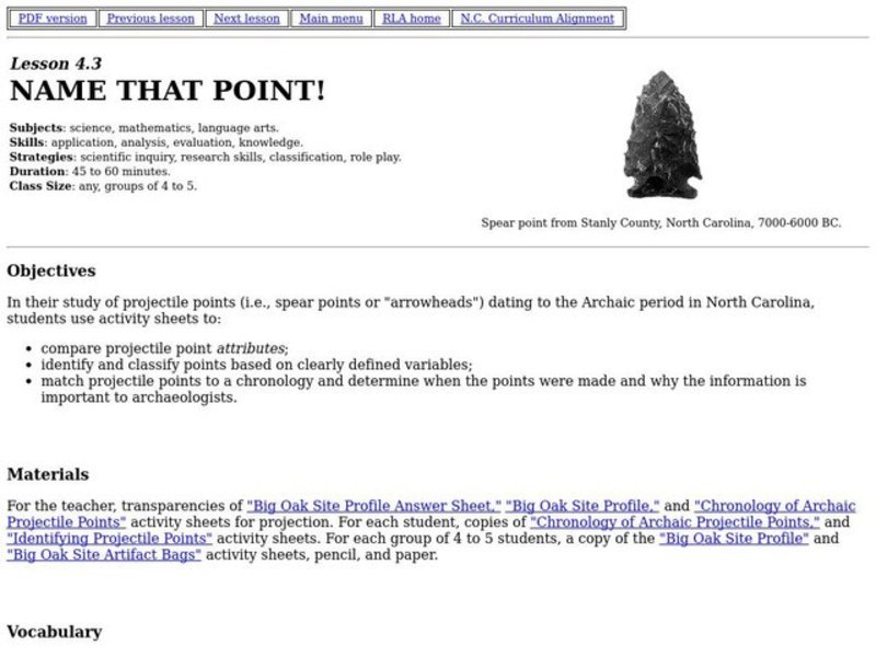 Name That Point! Lesson Plan