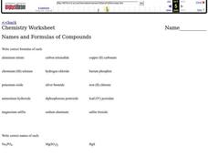 Names and Formulas of Compounds Lesson Plan