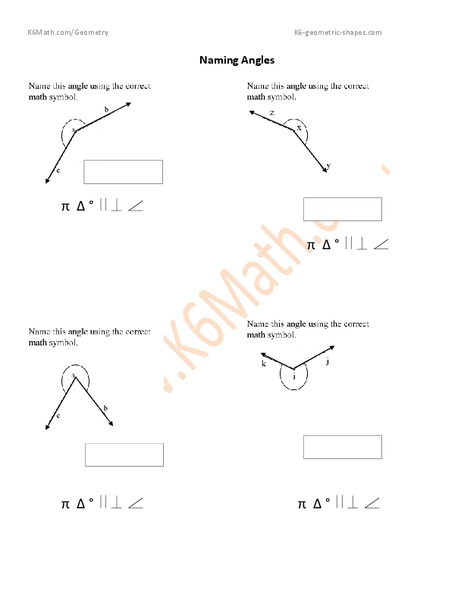Naming Angles Worksheet