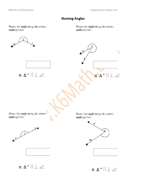 Naming Angles Worksheet