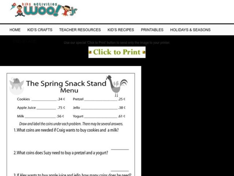 Adding Coins Worksheet