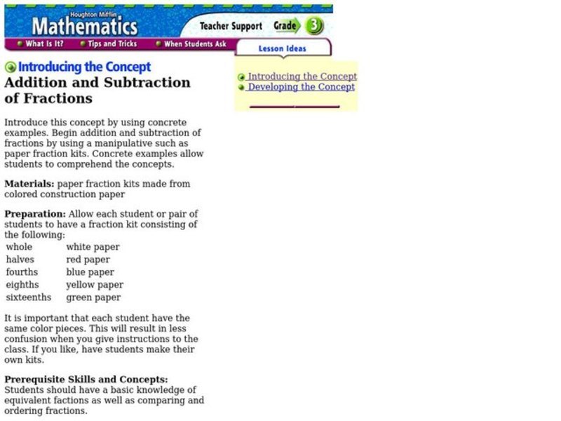 Adding and Subtracting Fractions Lesson Plan