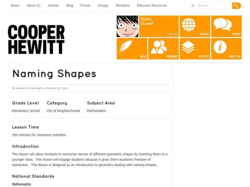 Naming Shapes Lesson Plan