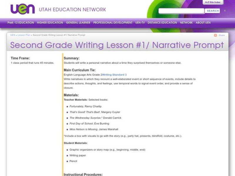 Narrative Prompt Lesson Plan