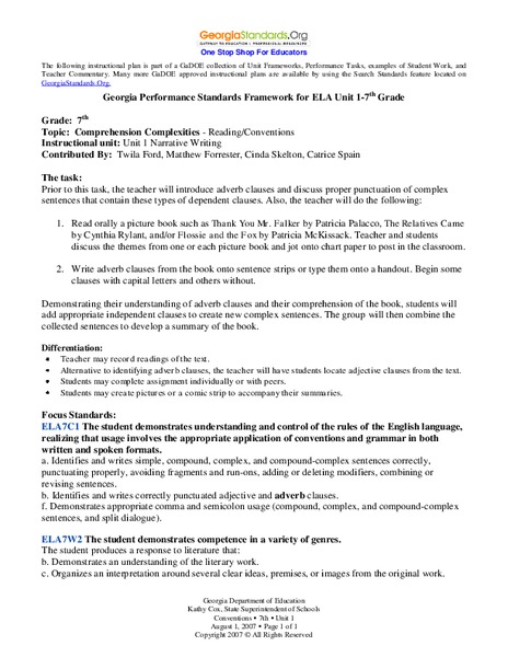 Narrative Writing Lesson Plan