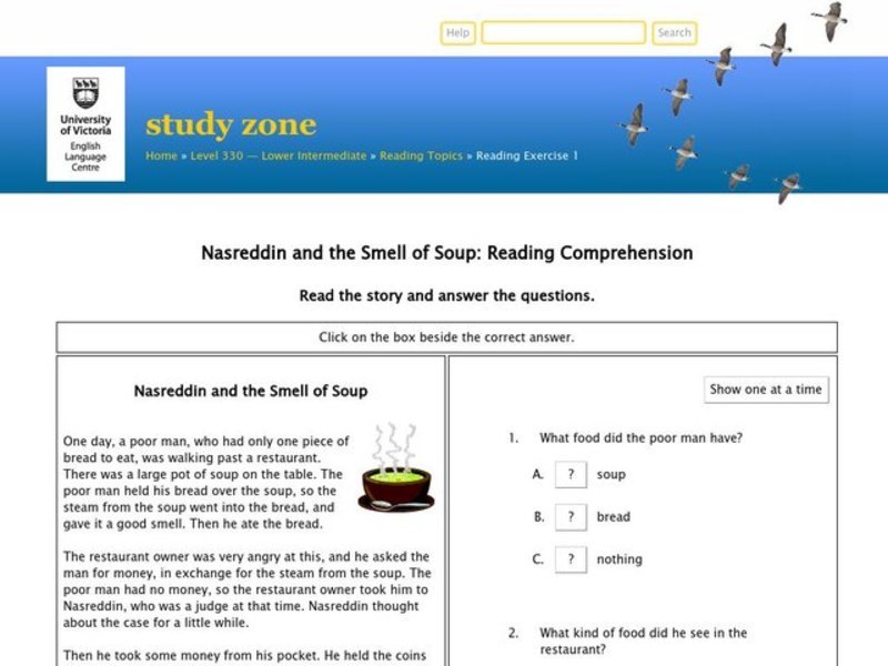 Nasreddin and the Smell of Soup Worksheet
