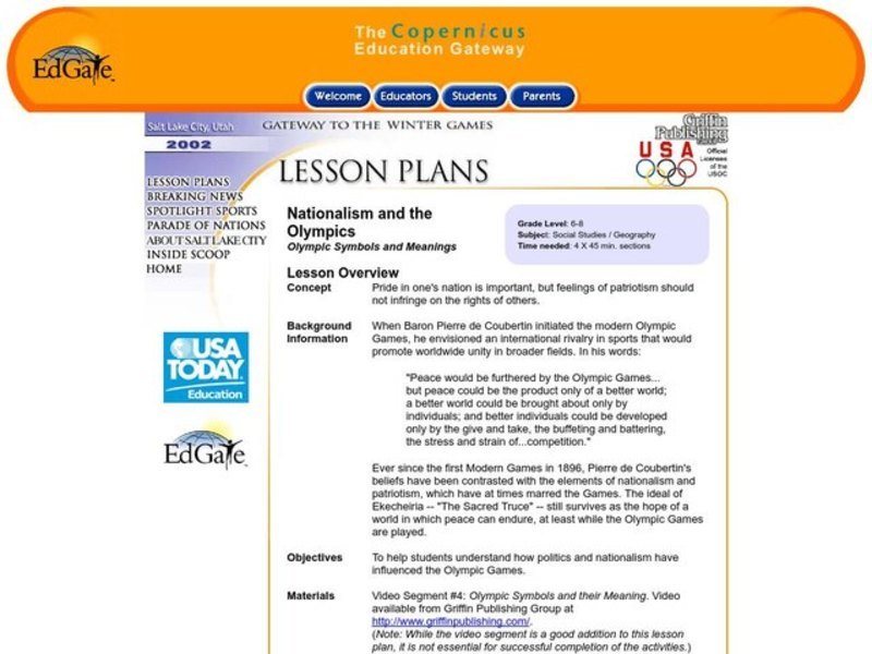 Nationalism and the Olympics Lesson Plan