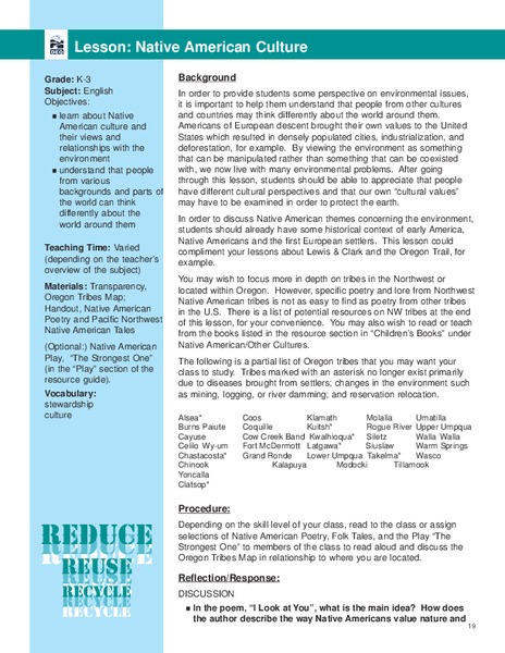 Native American Culture Lesson Plan