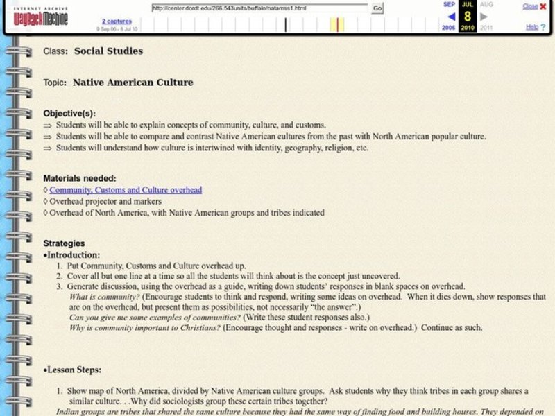 Native American Culture Lesson Plan