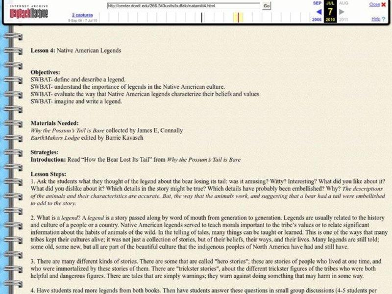 Native American Legends Lesson Plan