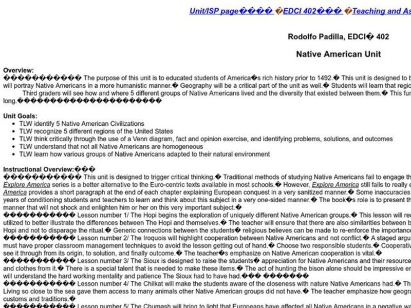 Native American Unit Lesson Plan