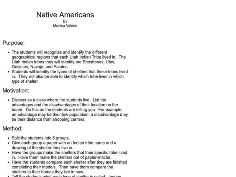 Native Americans Lesson Plan
