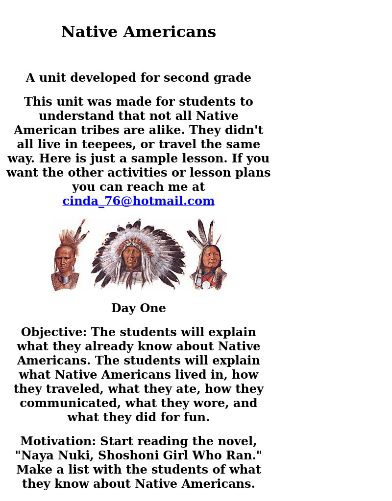 Native Americans Lesson Plan