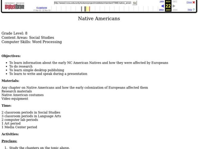 Native Americans Lesson Plan